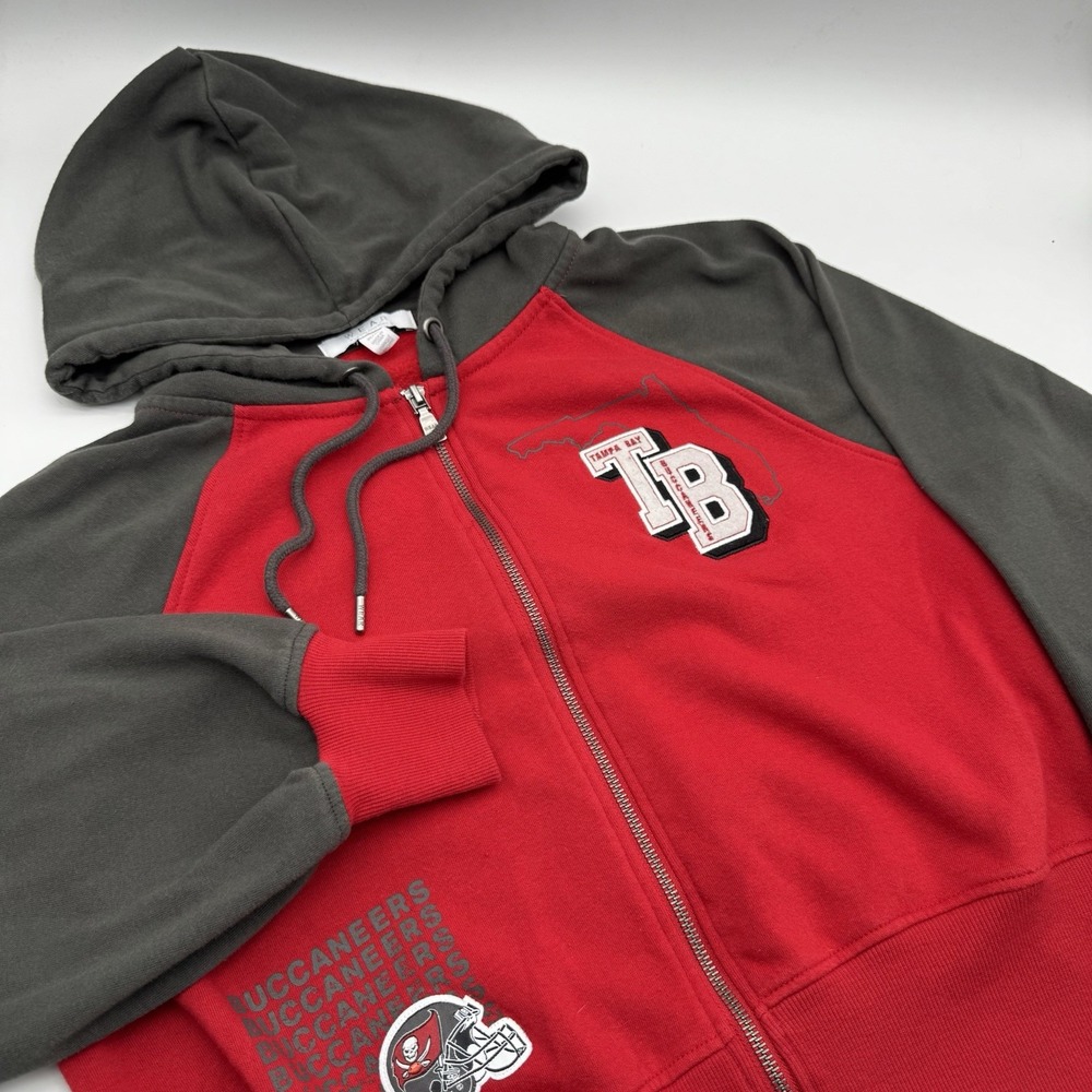 WEAR by Erin Andrews Tampa Bay Buccaneers Full Zip Hooded Jacket Red Grey XL